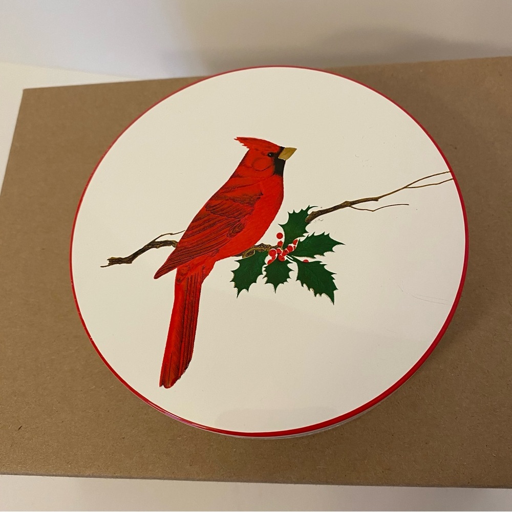 Vtg. Otagiri Japan Lacquerware Coaster Set With Christmas Cardinal Birds Details